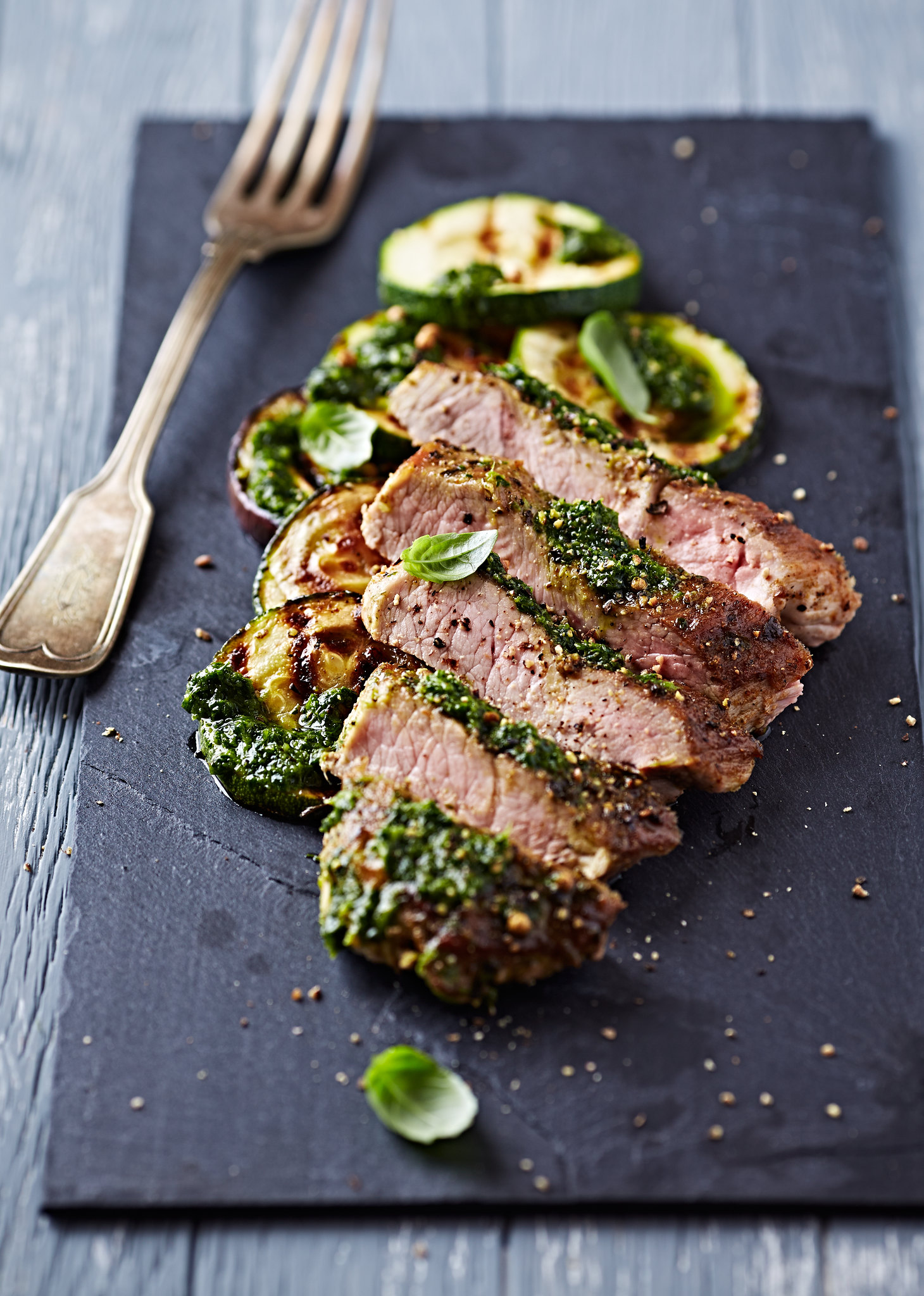 Pork with Courgettes & Salsa Verde