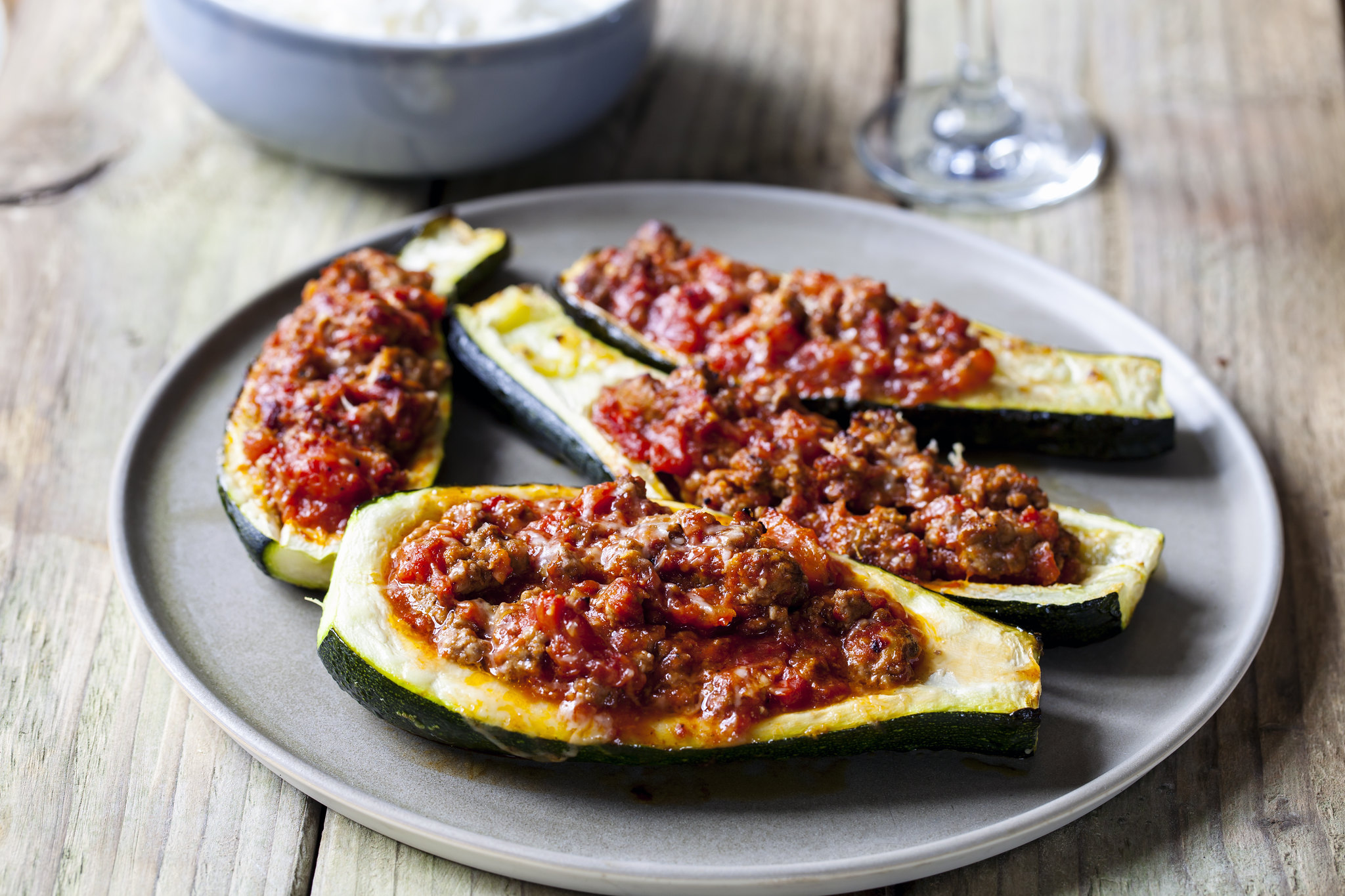 Courgettes with Spicy Lamb Mince
